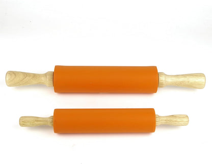Silicone Rolling Pin for Baking Non-stick Rolling Pin Dough Roller Wooden Handle Kitchen Accessories Pastry Roller