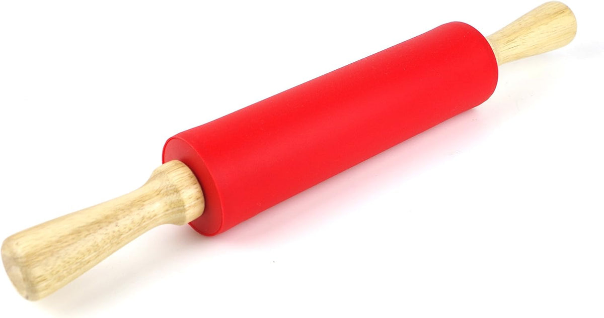 Silicone Rolling Pin for Baking Non-stick Rolling Pin Dough Roller Wooden Handle Kitchen Accessories Pastry Roller
