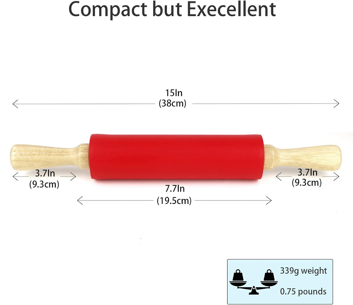Silicone Rolling Pin for Baking Non-stick Rolling Pin Dough Roller Wooden Handle Kitchen Accessories Pastry Roller