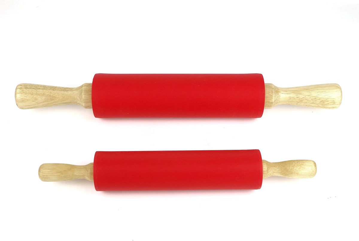 Silicone Rolling Pin for Baking Non-stick Rolling Pin Dough Roller Wooden Handle Kitchen Accessories Pastry Roller