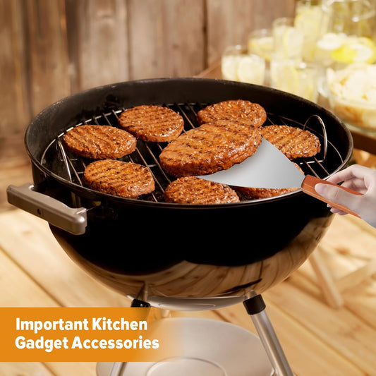 Small Metal Dough Grill Griddle Scraper Spatula for Food, 2 Pcs | Flat Tops, Slant Edge, Stainless Steel, Pans Cast Iron Skillets, Egg Pancake Pizza Burgers Cooking Cutting Flipping Cleaning
