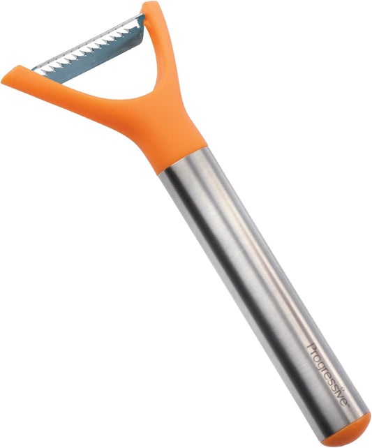 Orange and Stainless Steel Julienne Peeler