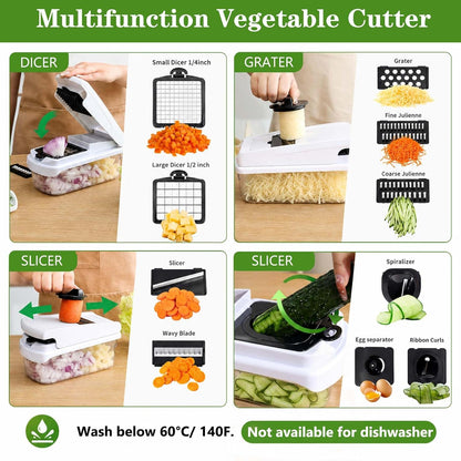 Vegetable Chopper Mandoline Slicer, 18-in-1 Veggie Chopper with Container