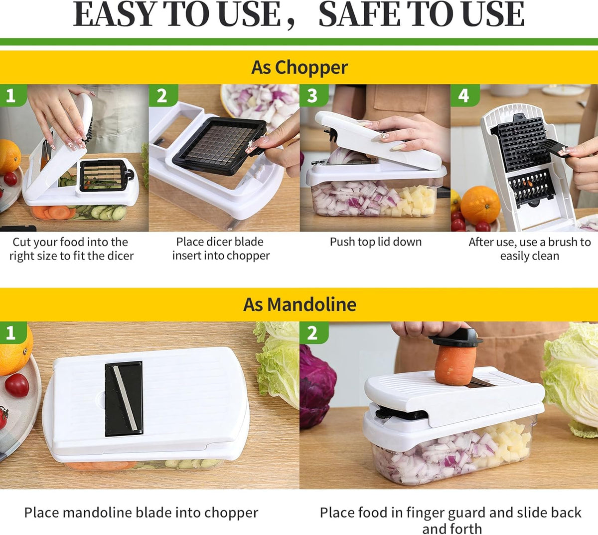 Vegetable Chopper Mandoline Slicer, 18-in-1 Veggie Chopper with Container