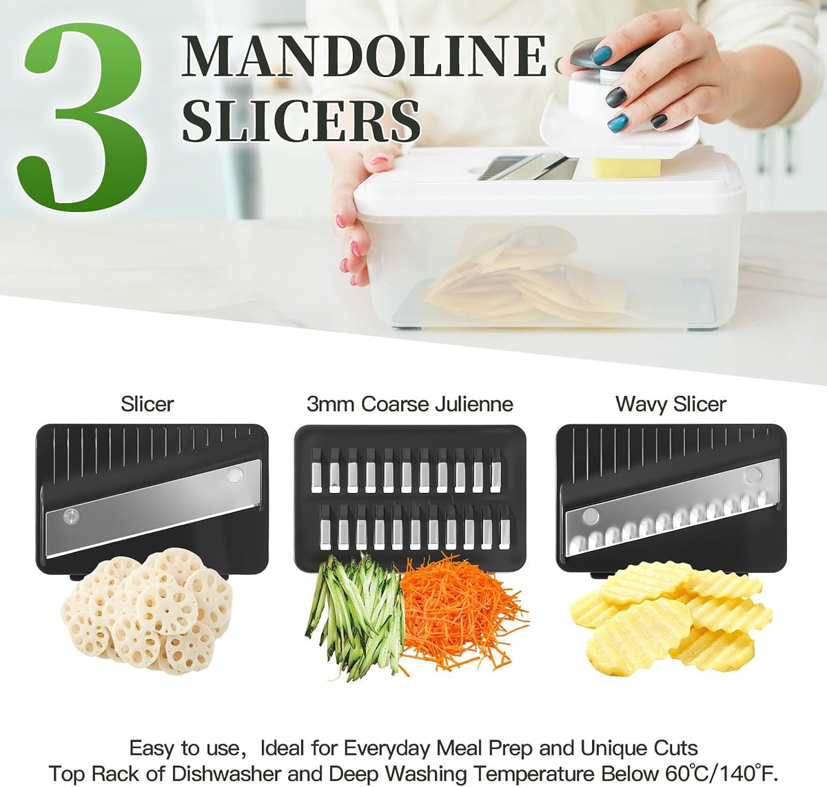 Vegetable Chopper Mandoline Slicer, 18-in-1 Veggie Chopper with Container