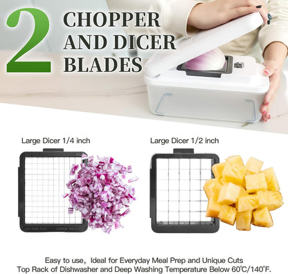 Vegetable Chopper Mandoline Slicer, 18-in-1 Veggie Chopper with Container