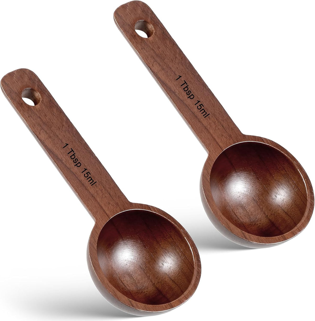 2 PCS Wooden Coffee Scoop, Wood Tablespoon Measuring Spoon Coffee Bean Scoop Wooden Ground Spoon Measuring Scoops for Ground Coffees Beans Sugar or Tea Home Kitchen Accessories (15ml)