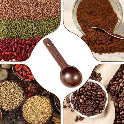 2 PCS Wooden Coffee Scoop, Wood Tablespoon Measuring Spoon Coffee Bean Scoop Wooden Ground Spoon Measuring Scoops for Ground Coffees Beans Sugar or Tea Home Kitchen Accessories (15ml)