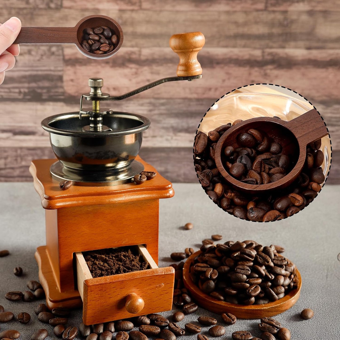 2 PCS Wooden Coffee Scoop, Wood Tablespoon Measuring Spoon Coffee Bean Scoop Wooden Ground Spoon Measuring Scoops for Ground Coffees Beans Sugar or Tea Home Kitchen Accessories (15ml)