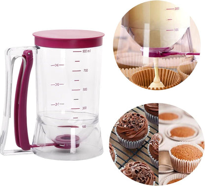 Pancake Batter Dispenser, Pancake Dispenser with Measuring Label, Plastic Batter Dispenser with Cleaning Brush for Cupcakes, Waffles, Muffin Mix, or Any Baked Goods