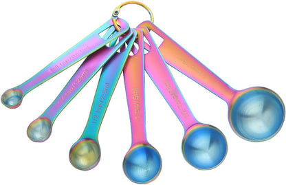 DOCBLACK Measuring Spoons, Heavy Duty 18/8 Stainless Steel Measuring Spoons Cups Set, Set of 6 for Gift Measuring Dry and Liquid Ingredients - Gold