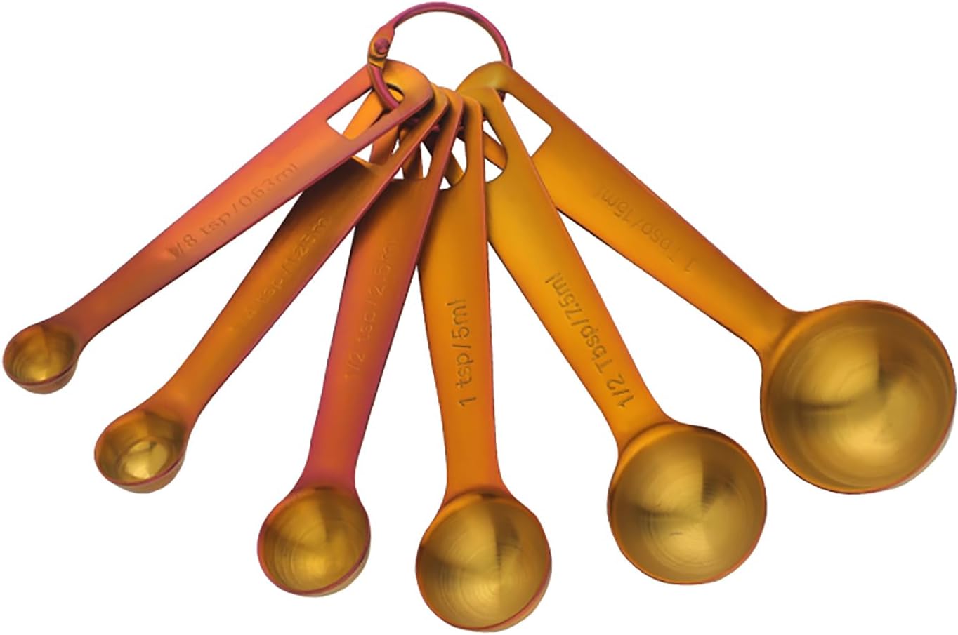DOCBLACK Measuring Spoons, Heavy Duty 18/8 Stainless Steel Measuring Spoons Cups Set, Set of 6 for Gift Measuring Dry and Liquid Ingredients - Gold