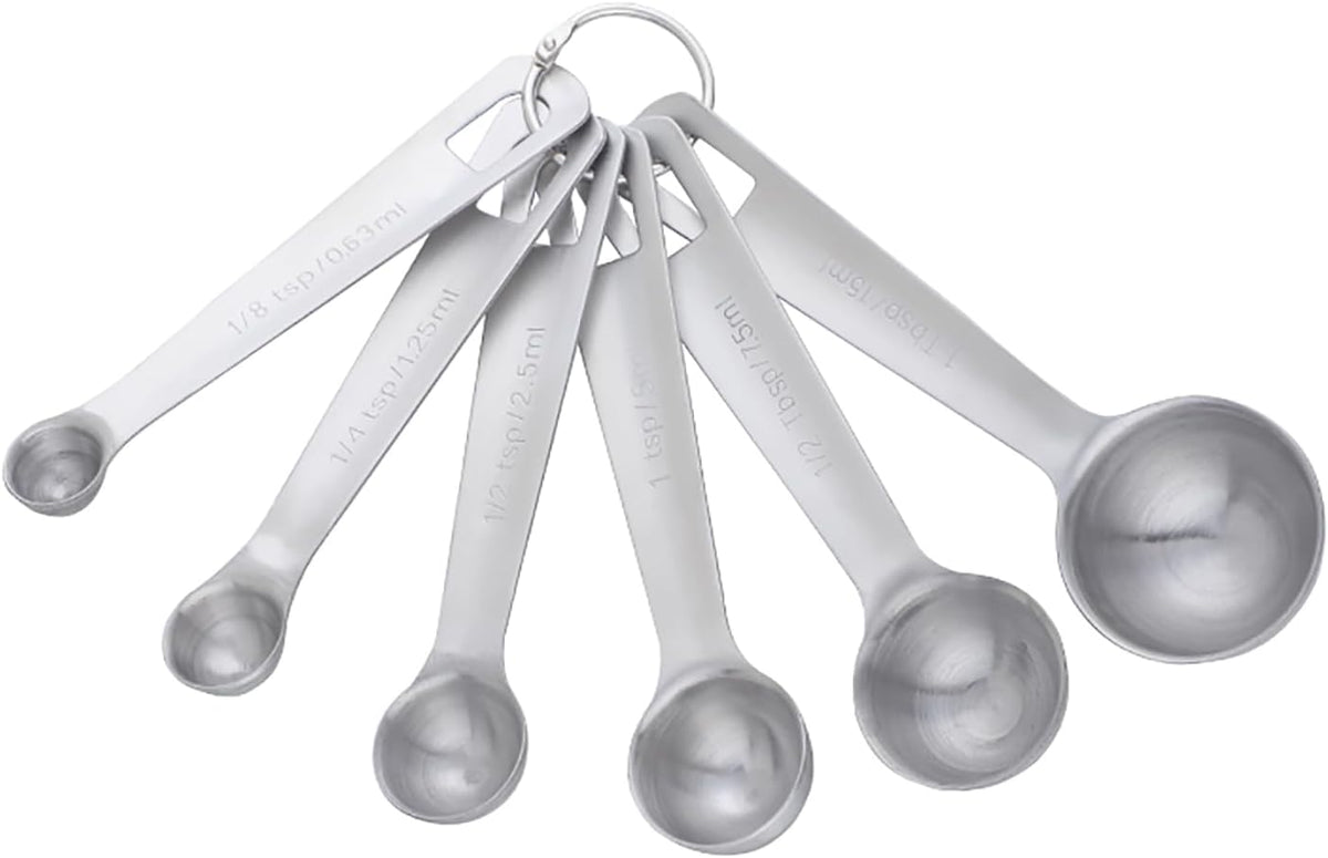 DOCBLACK Measuring Spoons, Heavy Duty 18/8 Stainless Steel Measuring Spoons Cups Set, Set of 6 for Gift Measuring Dry and Liquid Ingredients - Gold