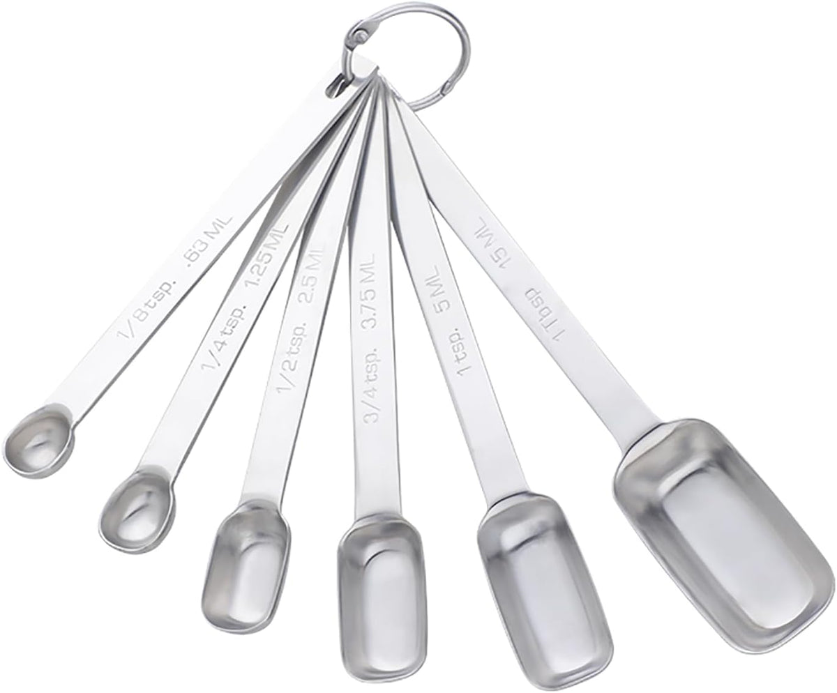 DOCBLACK Measuring Spoons, Heavy Duty 18/8 Stainless Steel Measuring Spoons Cups Set, Set of 6 for Gift Measuring Dry and Liquid Ingredients - Gold