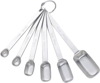 DOCBLACK Measuring Spoons, Heavy Duty 18/8 Stainless Steel Measuring Spoons Cups Set, Set of 6 for Gift Measuring Dry and Liquid Ingredients - Gold