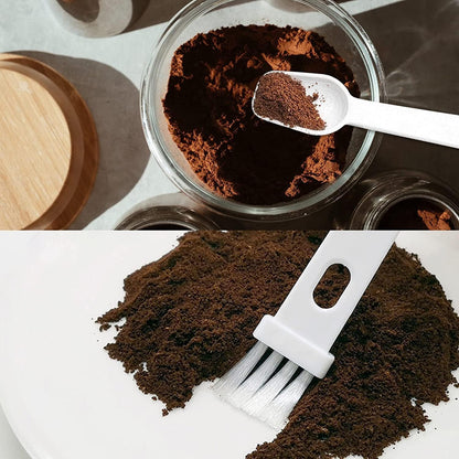 Plastic Coffee Scoops, 2 Tbsp Coffee Scoop with Brush & Espresso Grinder Brush for Ground Coffee Cleaning Tea Power, Coffee Tool for Barista Home Kitchen Café,4 Pack