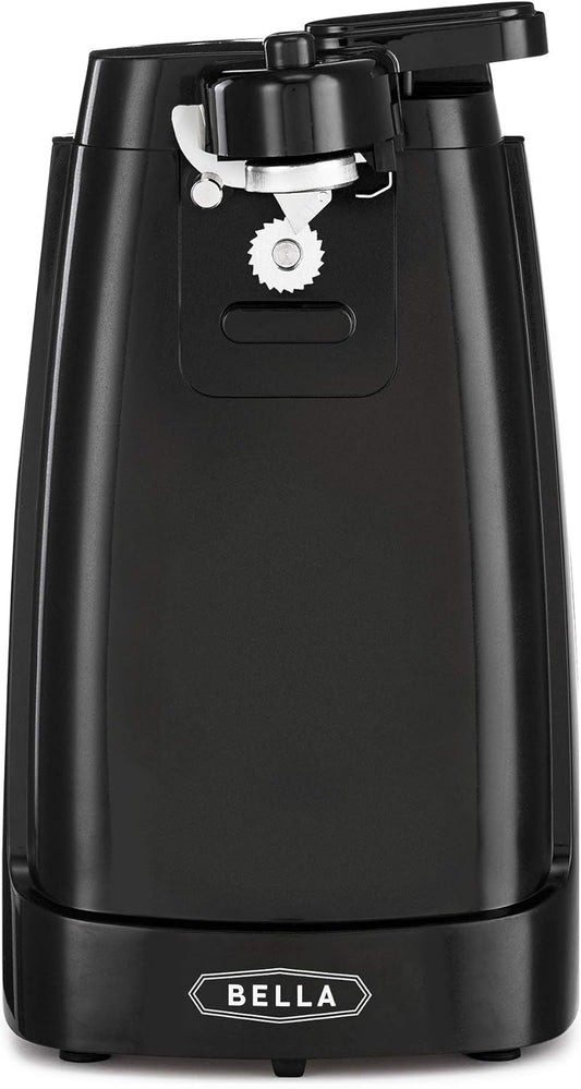 Electric Can Opener and Knife Sharpener, Removable Cutting Lever, Cord Storage, Stainless Steel Blade, Black