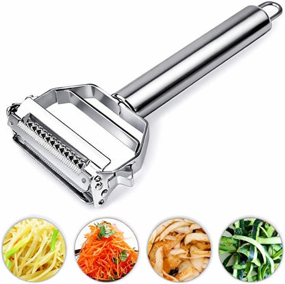 Julienne Peeler, Stainless Steel Vegetable Peeler, Double-Sided Blade Vegetable Julienne Cutter and Fruit Slicer, Dual Blade Multifunction Potato Peeler