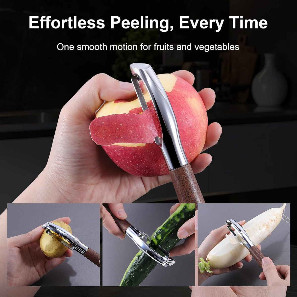 Julienne Peeler, Stainless Steel Vegetable Peeler, Double-Sided Blade Vegetable Julienne Cutter and Fruit Slicer, Dual Blade Multifunction Potato Peeler