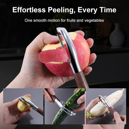 Julienne Peeler, Stainless Steel Vegetable Peeler, Double-Sided Blade Vegetable Julienne Cutter and Fruit Slicer, Dual Blade Multifunction Potato Peeler
