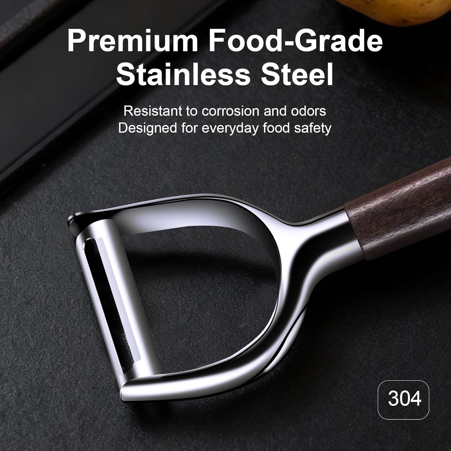 Julienne Peeler, Stainless Steel Vegetable Peeler, Double-Sided Blade Vegetable Julienne Cutter and Fruit Slicer, Dual Blade Multifunction Potato Peeler