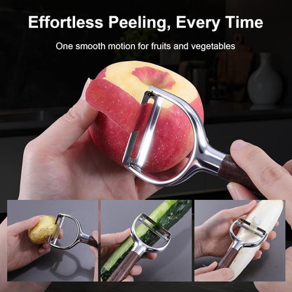 Julienne Peeler, Stainless Steel Vegetable Peeler, Double-Sided Blade Vegetable Julienne Cutter and Fruit Slicer, Dual Blade Multifunction Potato Peeler