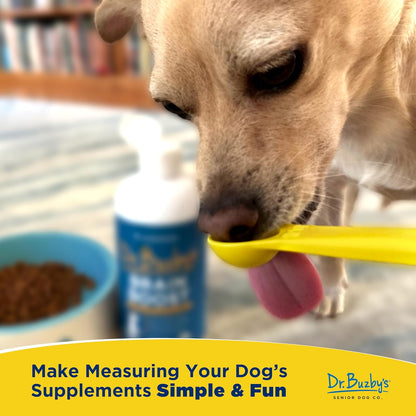 Measuring Spoon Set, 4-Piece, Cute Dog Design, Made in USA | BPA-free, food-grade, for dog supplements, treats & baking, dog lover gift, dishwasher safe, embossed measurements