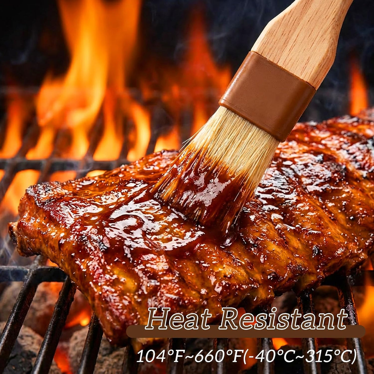 3Pcs Pastry Basting Brush for Cooking and Baking, 1" Boar Bristles and Beech Hardwood Handles Food Grade Culinary Oil Brushes for Barbecue Butter Grill BBQ Sauce Baster Marinade Kitchen Egg Wash Brush