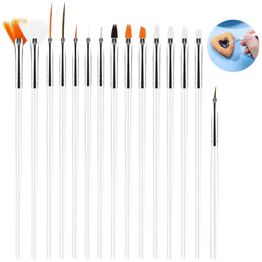 15pcs Cake Painting Brushes, Cake Decorating Brushes Kit, Food Paint Brush Tools, Fondant Sugar Cookie Painting Brushes Supplies for Cake Decoration (White)