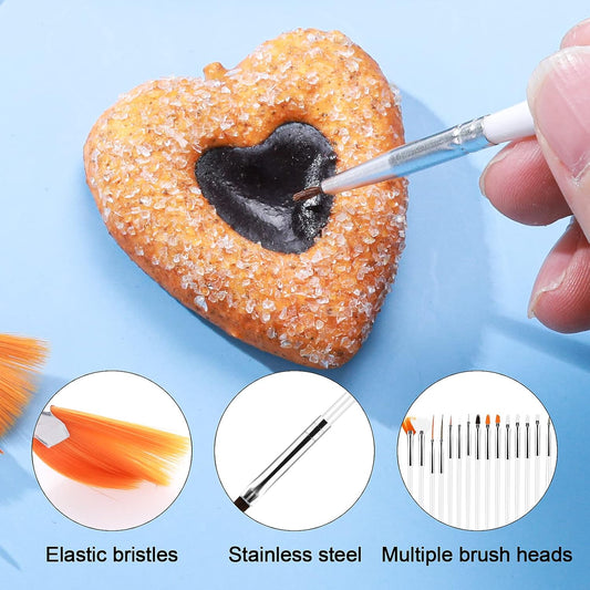 15pcs Cake Painting Brushes, Cake Decorating Brushes Kit, Food Paint Brush Tools, Fondant Sugar Cookie Painting Brushes Supplies for Cake Decoration (White)