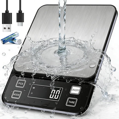 Food Kitchen Scale, 33lb Food Scale Precisely Measures Grams and Ounces for Baking and Cooking, 304 Stainless Steel Kitchen Scale for Food with LCD Display, Batteries Included