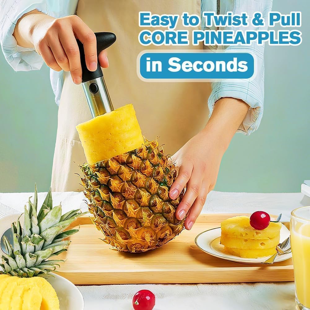 Pineapple Corer and Slicer Tool, Stainless Steel Pineapple Core Remover Tool,Stainless Steel Pineapple Cutter for Home Kitchen with Sharp Blade for Diced Fruit Rings