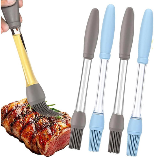 4 Pack Silicone Basting Pastry Brushes with 2 Wood Handle Culinary Oil Brushes, Heat Resistant Brush Set, Perfect for BBQ Sauce Barbecue Butter Grill Baking Kitchen Cooking, BPA Free & Dishwasher Safe