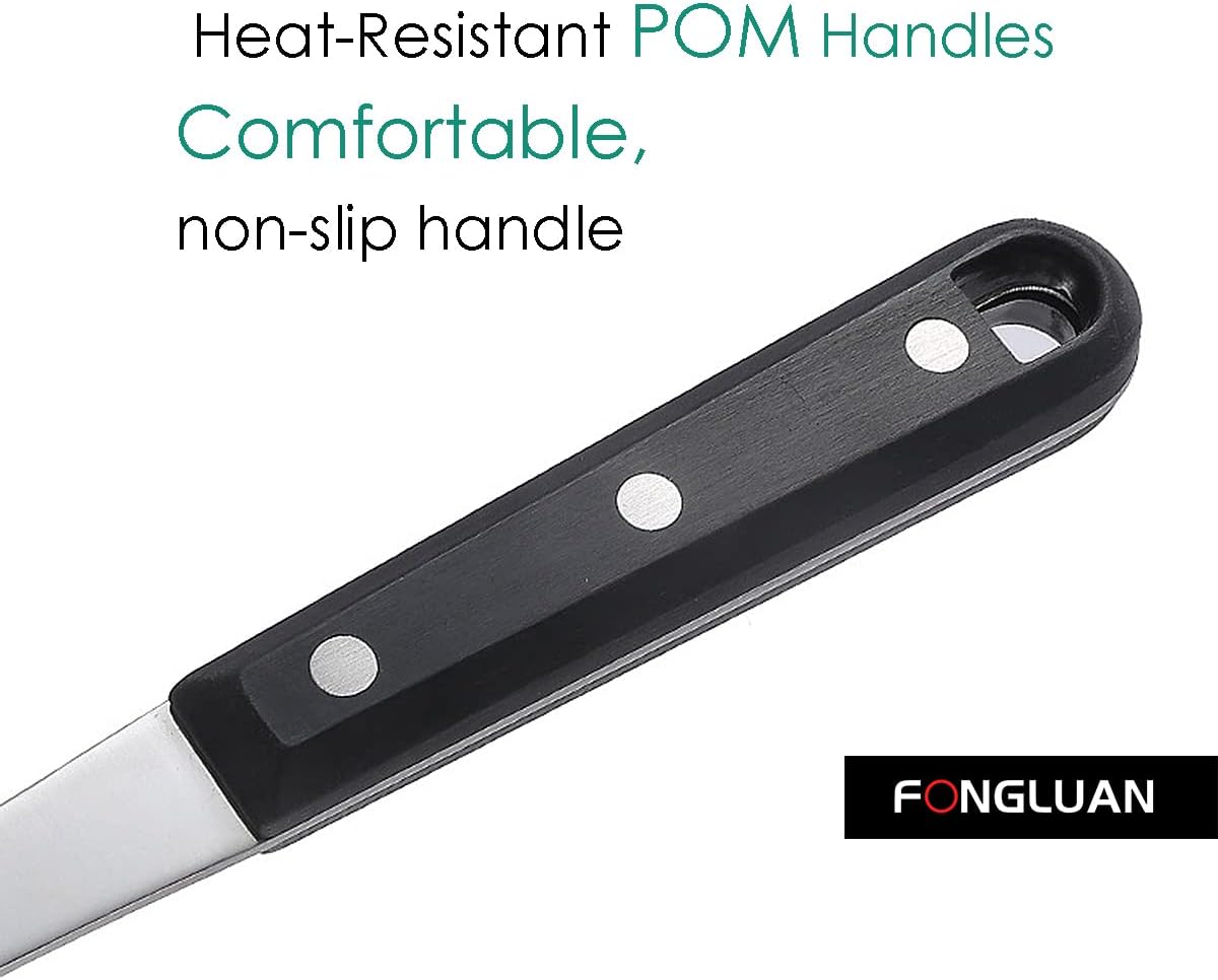 Stainless Steel Cooking Slotted Turner With Heat-resistant BPA-free nylon head Safe for Non-Stick Cookware POM Handles Heavy Duty Kitchen Spatulas For Serving
