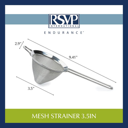 Endurance Kitchen Collection, Stainless Steel Fine Mesh Conical Sieve/Colander, Multi-Purpose for Cooking, Baking, Loose Leaf Tea, Bar Strainer Cocktails, 6.25-Inch