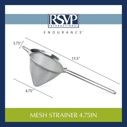 Endurance Kitchen Collection, Stainless Steel Fine Mesh Conical Sieve/Colander, Multi-Purpose for Cooking, Baking, Loose Leaf Tea, Bar Strainer Cocktails, 6.25-Inch