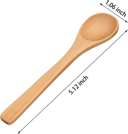 30 Pcs Small Wooden Spoons, 5.12'' L Mini Wood Spoons for Soup, Little Tiny Honey Teaspoons Bulk for Stirring Coffee Tea Jar Sugar Seasoning Oil Kitchen Supplies (Light Brown)