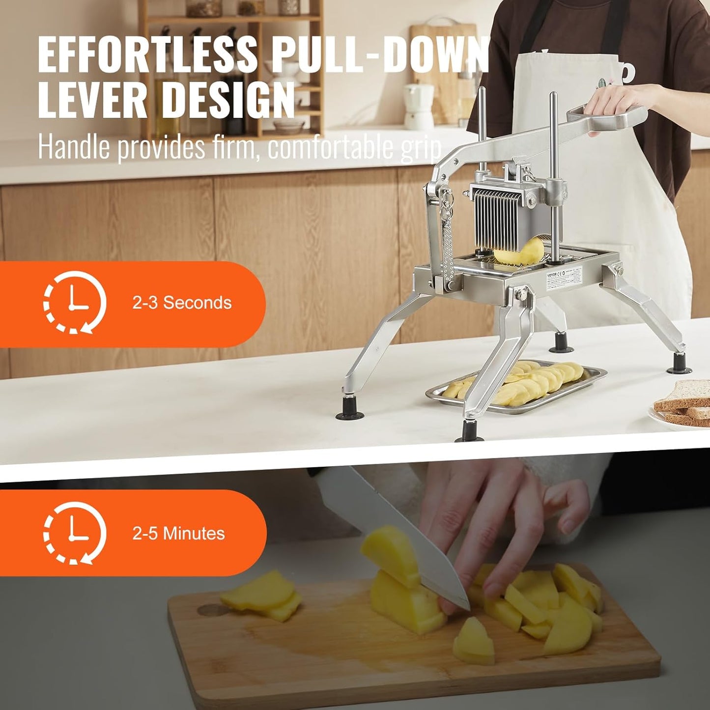 Commercial Vegetable Slicer, 1/4 and 1/2 inch Tomato Slicer, Stainless Steel and Aluminum Alloy Vegetable Cutter Slicer, Manual Tomato Slicer with Non-slip Feet, for Tomatoes, Onions, Potatoes