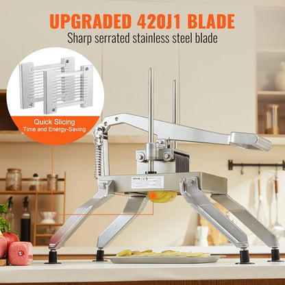 Commercial Vegetable Slicer, 1/4 and 1/2 inch Tomato Slicer, Stainless Steel and Aluminum Alloy Vegetable Cutter Slicer, Manual Tomato Slicer with Non-slip Feet, for Tomatoes, Onions, Potatoes