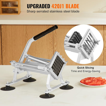 Commercial Vegetable Slicer, 1/4 and 1/2 inch Tomato Slicer, Stainless Steel and Aluminum Alloy Vegetable Cutter Slicer, Manual Tomato Slicer with Non-slip Feet, for Tomatoes, Onions, Potatoes