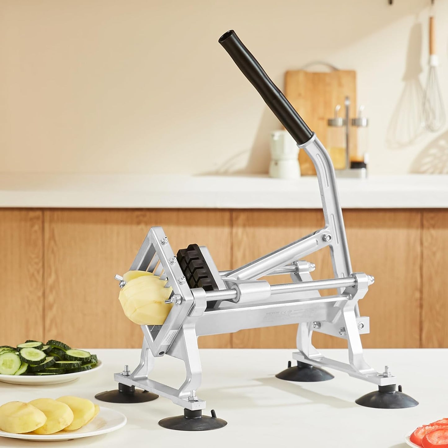 Commercial Vegetable Slicer, 1/4 and 1/2 inch Tomato Slicer, Stainless Steel and Aluminum Alloy Vegetable Cutter Slicer, Manual Tomato Slicer with Non-slip Feet, for Tomatoes, Onions, Potatoes