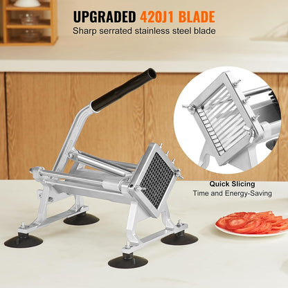 Commercial Vegetable Slicer, 1/4 and 1/2 inch Tomato Slicer, Stainless Steel and Aluminum Alloy Vegetable Cutter Slicer, Manual Tomato Slicer with Non-slip Feet, for Tomatoes, Onions, Potatoes