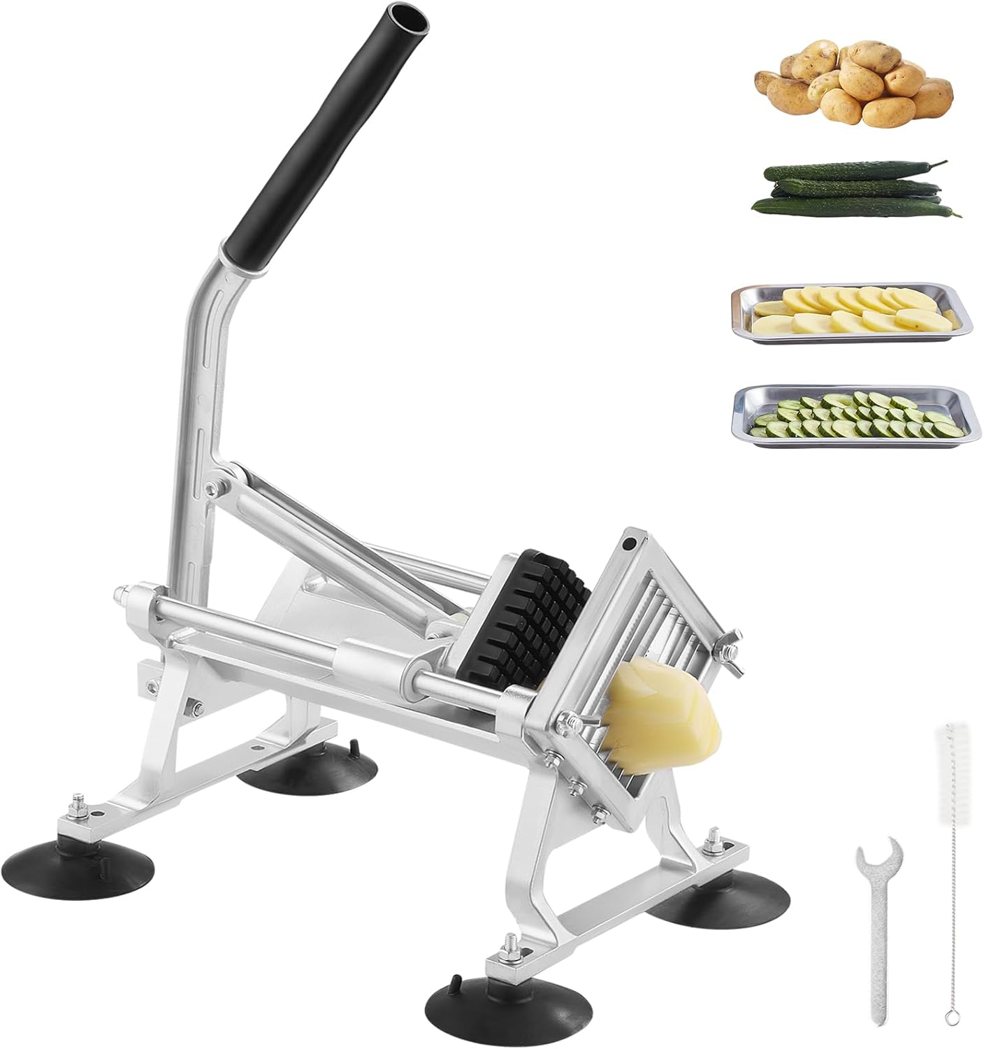 Commercial Vegetable Slicer, 1/4 and 1/2 inch Tomato Slicer, Stainless Steel and Aluminum Alloy Vegetable Cutter Slicer, Manual Tomato Slicer with Non-slip Feet, for Tomatoes, Onions, Potatoes
