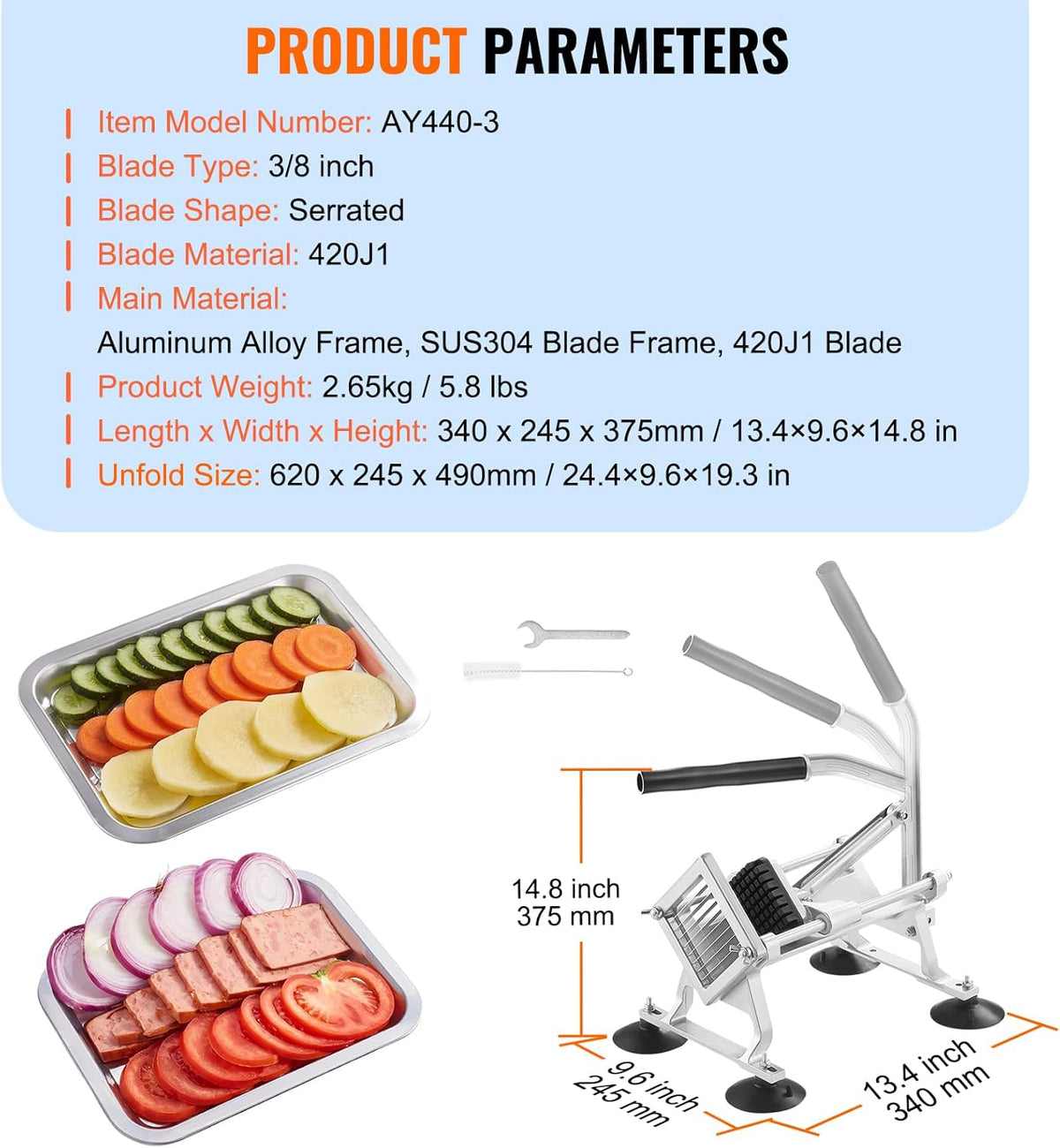 Commercial Vegetable Slicer, 1/4 and 1/2 inch Tomato Slicer, Stainless Steel and Aluminum Alloy Vegetable Cutter Slicer, Manual Tomato Slicer with Non-slip Feet, for Tomatoes, Onions, Potatoes