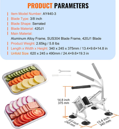 Commercial Vegetable Slicer, 1/4 and 1/2 inch Tomato Slicer, Stainless Steel and Aluminum Alloy Vegetable Cutter Slicer, Manual Tomato Slicer with Non-slip Feet, for Tomatoes, Onions, Potatoes