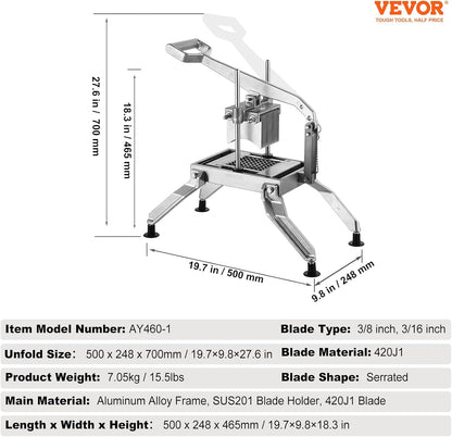 Commercial Vegetable Slicer, 1/4 and 1/2 inch Tomato Slicer, Stainless Steel and Aluminum Alloy Vegetable Cutter Slicer, Manual Tomato Slicer with Non-slip Feet, for Tomatoes, Onions, Potatoes
