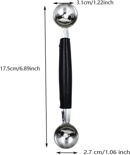 2 Pack Double Ended Headed Fruit Icecream Ball Spoon,Stainless Steel Melon Baller,Smooth Round Melon Balls Melon Scoop for Watermelon, Ice Cream, Fruits, Sorbet, Meatball