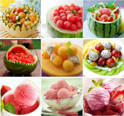 2 Pack Double Ended Headed Fruit Icecream Ball Spoon,Stainless Steel Melon Baller,Smooth Round Melon Balls Melon Scoop for Watermelon, Ice Cream, Fruits, Sorbet, Meatball