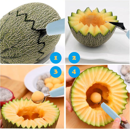 2 Pack Double Ended Headed Fruit Icecream Ball Spoon,Stainless Steel Melon Baller,Smooth Round Melon Balls Melon Scoop for Watermelon, Ice Cream, Fruits, Sorbet, Meatball