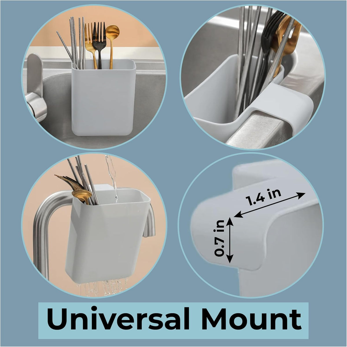 Drainer Drain Basket Utensil Holder and Hangable Sink Storage Container (White)